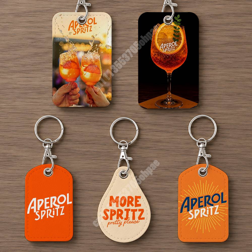 Men Keychain Accessories - Portachiavi in Pelle Arancione Prosecco A-Aperol